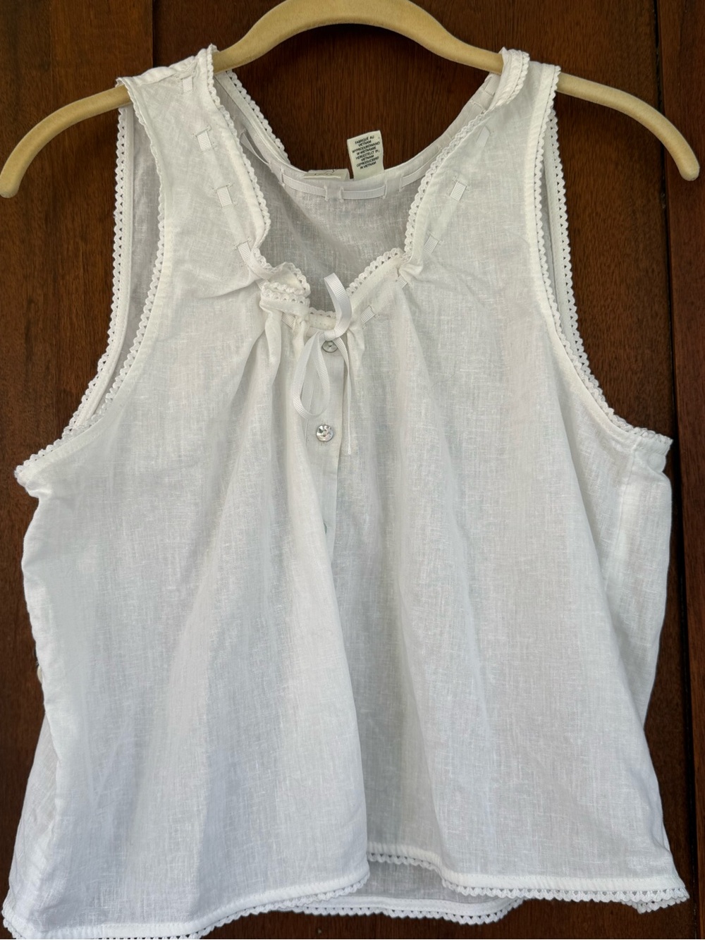 Joie White Linen Blend Lace-Trim Tank Camisole